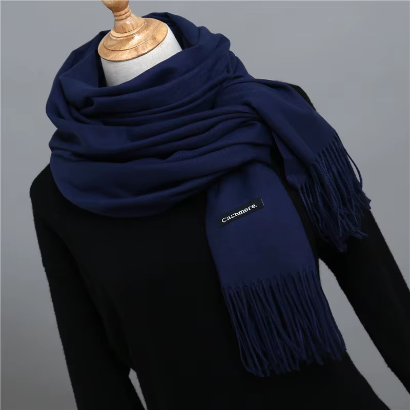 Écharpe en cachemire de couleur unie pour hommes hiver Pashmina foulard chaud marine noir gris foulards d'affaires