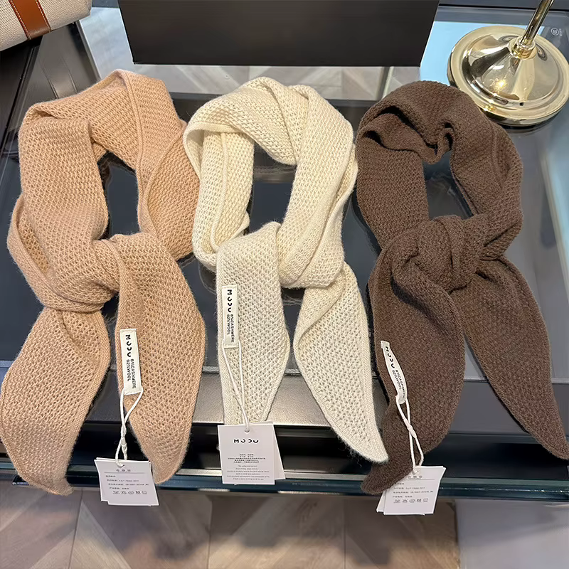 Écharpe tricotée 92% laine pour femme, écharpe chaude d'hiver, couleur unie brillante, châle épais, Triangle doux, col Pashmina, nouvelle collection 2025