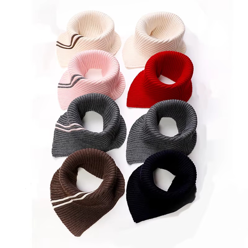 Cachemire tricoté Triangle anneau écharpe femmes automne hiver laine cou plus chaud corée mode foulard rayure doux faux col
