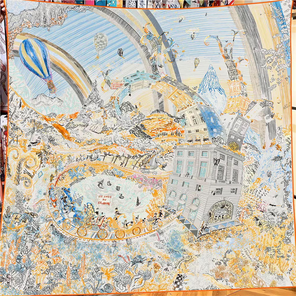 135CM écharpe en cachemire femmes manuel roulé châles mer ville carré foulards enveloppement Bandana marque de luxe