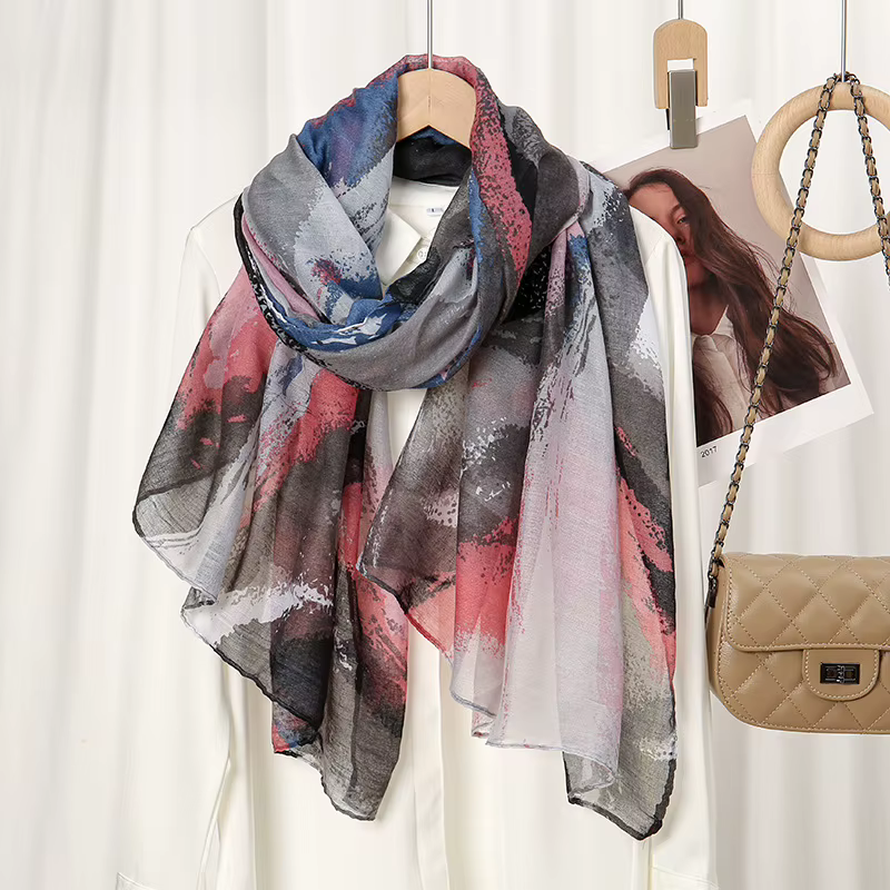 Nouveau Voile écharpe pour femmes filles étudiants mode impression mince foulards doux crème solaire Viscose châle été femme Wrap châles
