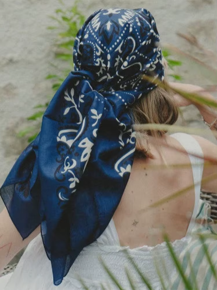 Écharpe vintage à motifs floraux et cachemire pour femme