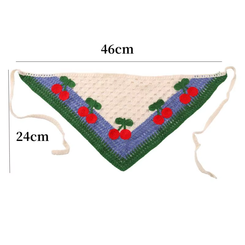 Élégant tricoté Triangle écharpe bandeau pour femmes mode cerise motif