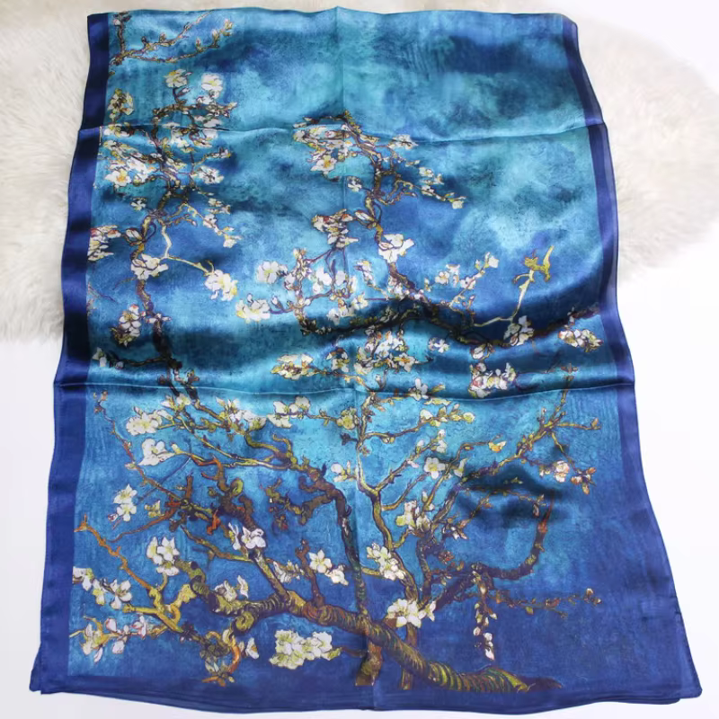 Foulard de luxe en soie Georgette 100% naturelle pour femmes