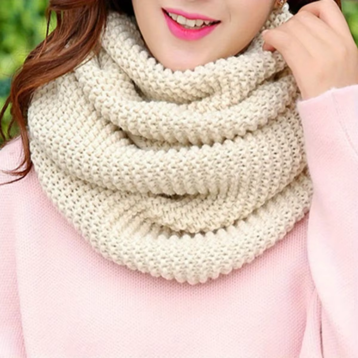 Écharpe en tricot épais de couleur unie pour femmes