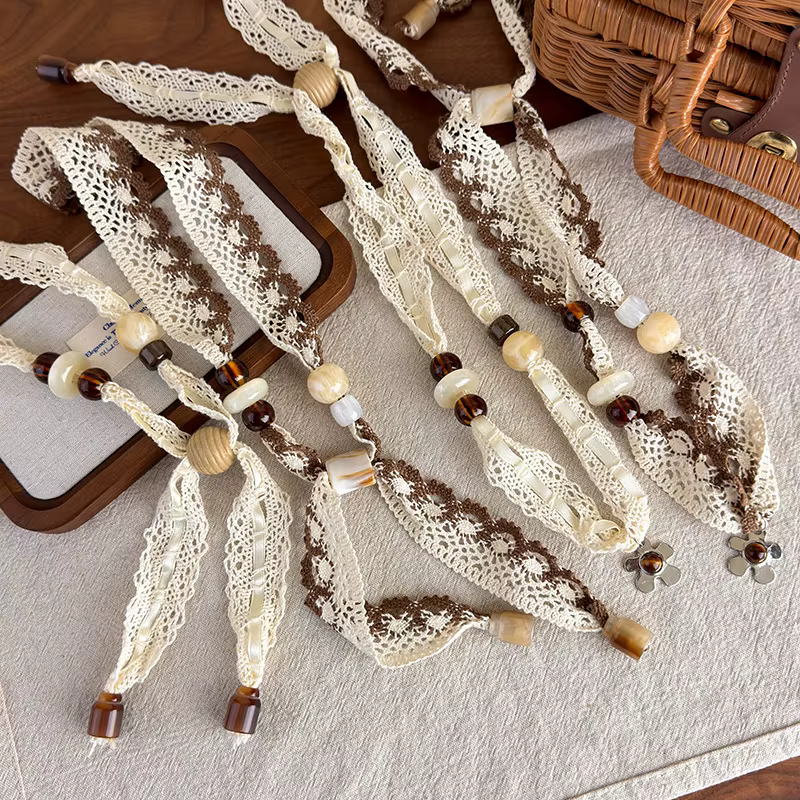 Écharpe en soie à dentelle bohème pour femme et fille
