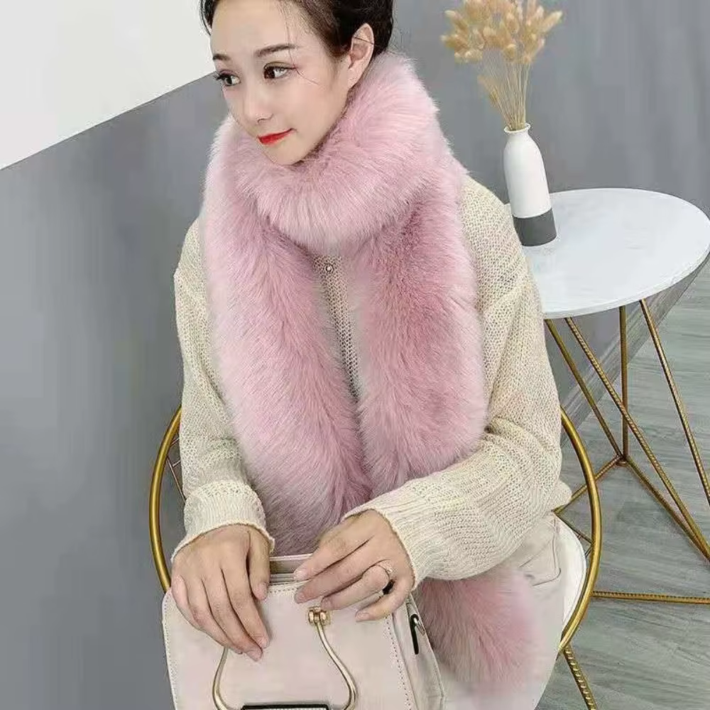 Mode élégant Imitation fourrure de vison écharpe couleur unie épais en peluche cou plus chaud de luxe