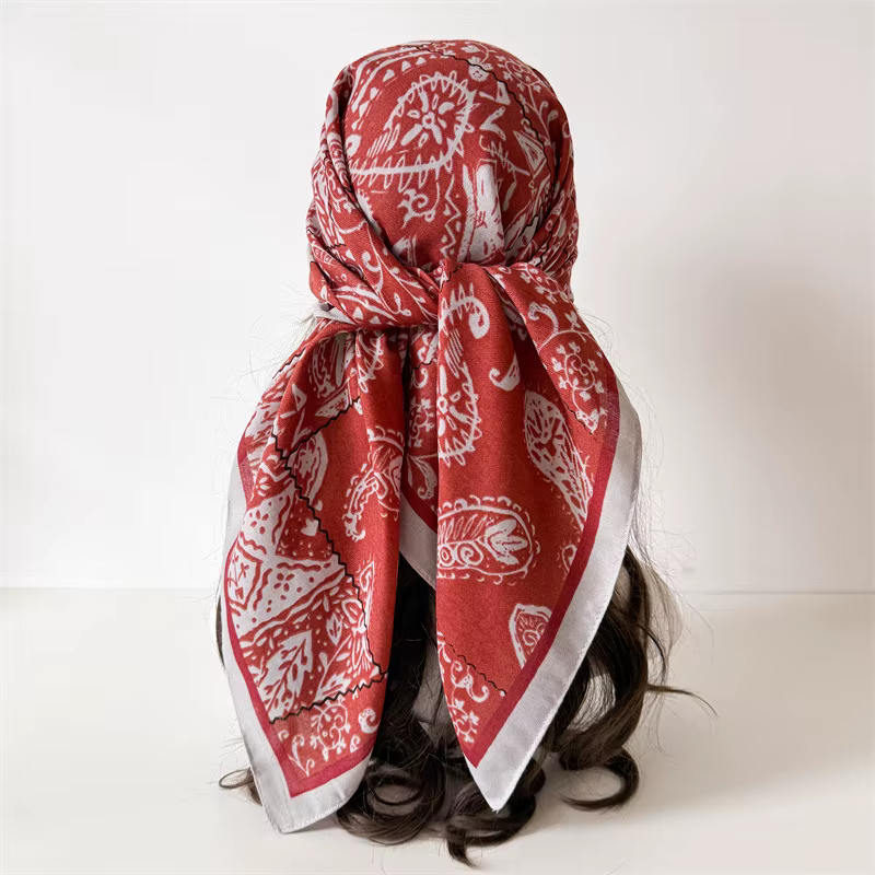 Foulard carré 90x90 cm en coton et lin pour femme
