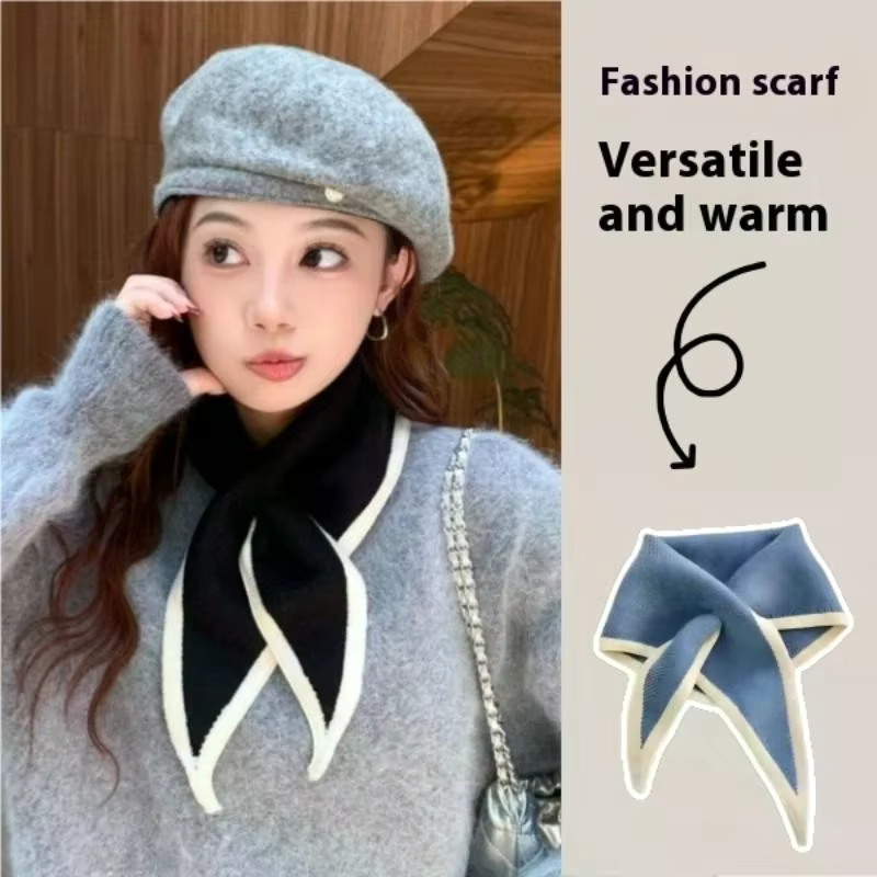 Coupe-vent chauffe-cou chaud triangulaire tricoté écharpe