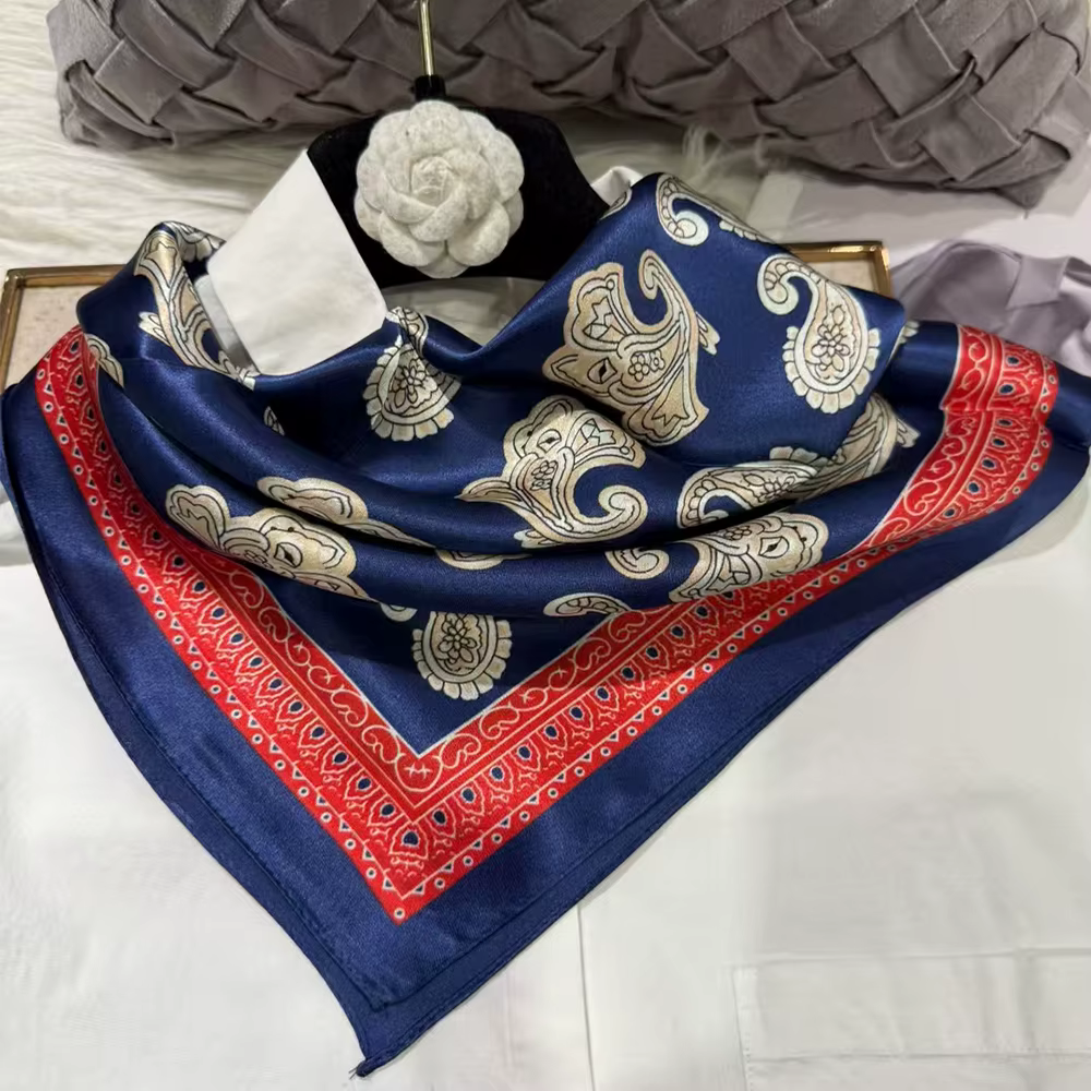 Rouge bleu femmes 100% foulard en soie de mûrier pour cheveux