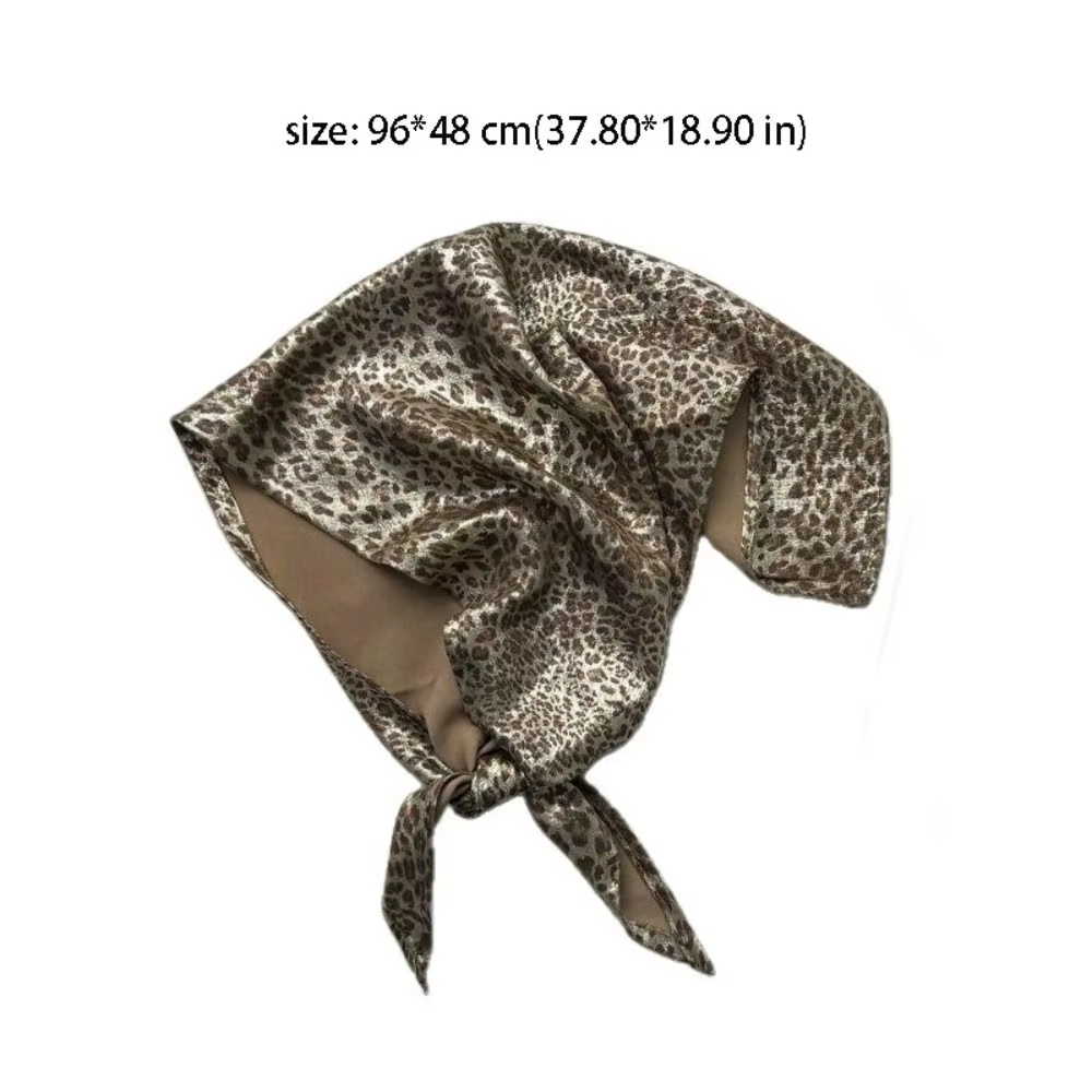 Élégant foulard triangulaire imprimé Y2K en soie brillante, foulard pour cheveux Hip Hop, foulard en soie imprimé léopard pour filles stylées, accessoires vestimentaires