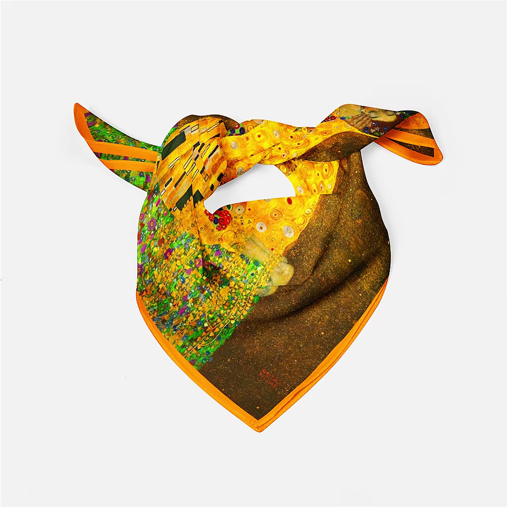 Célèbre peinture à l'huile sergé 100% foulard en soie mode Bandana femmes écharpe enveloppes 53cm foulards carrés Hijab