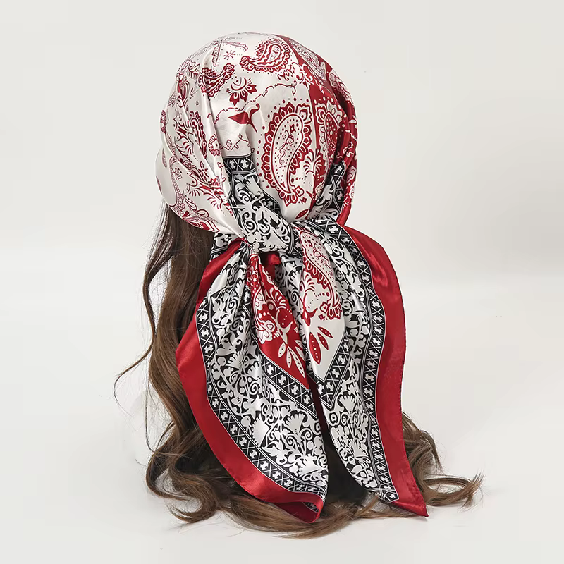 Foulard carré en Satin pour femmes musulmanes