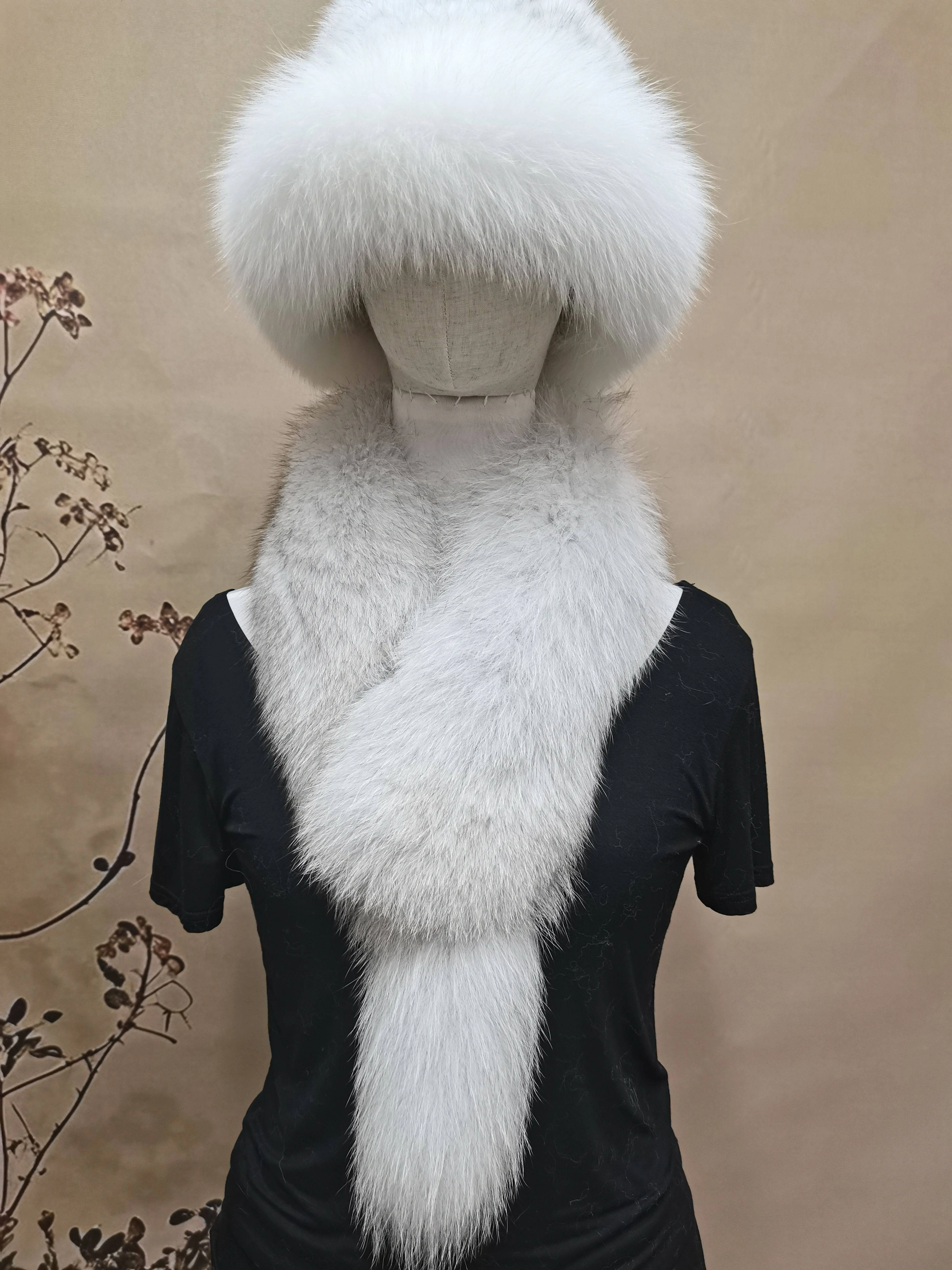 Nouvelle Écharpe de Luxe en Véritable Fourrure de Renard – Élégante