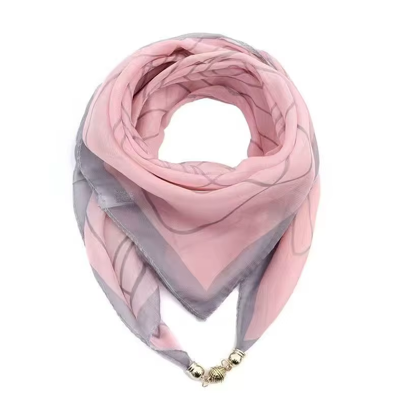 Écharpe de cou à imprimé rayé avec boucle magnétique