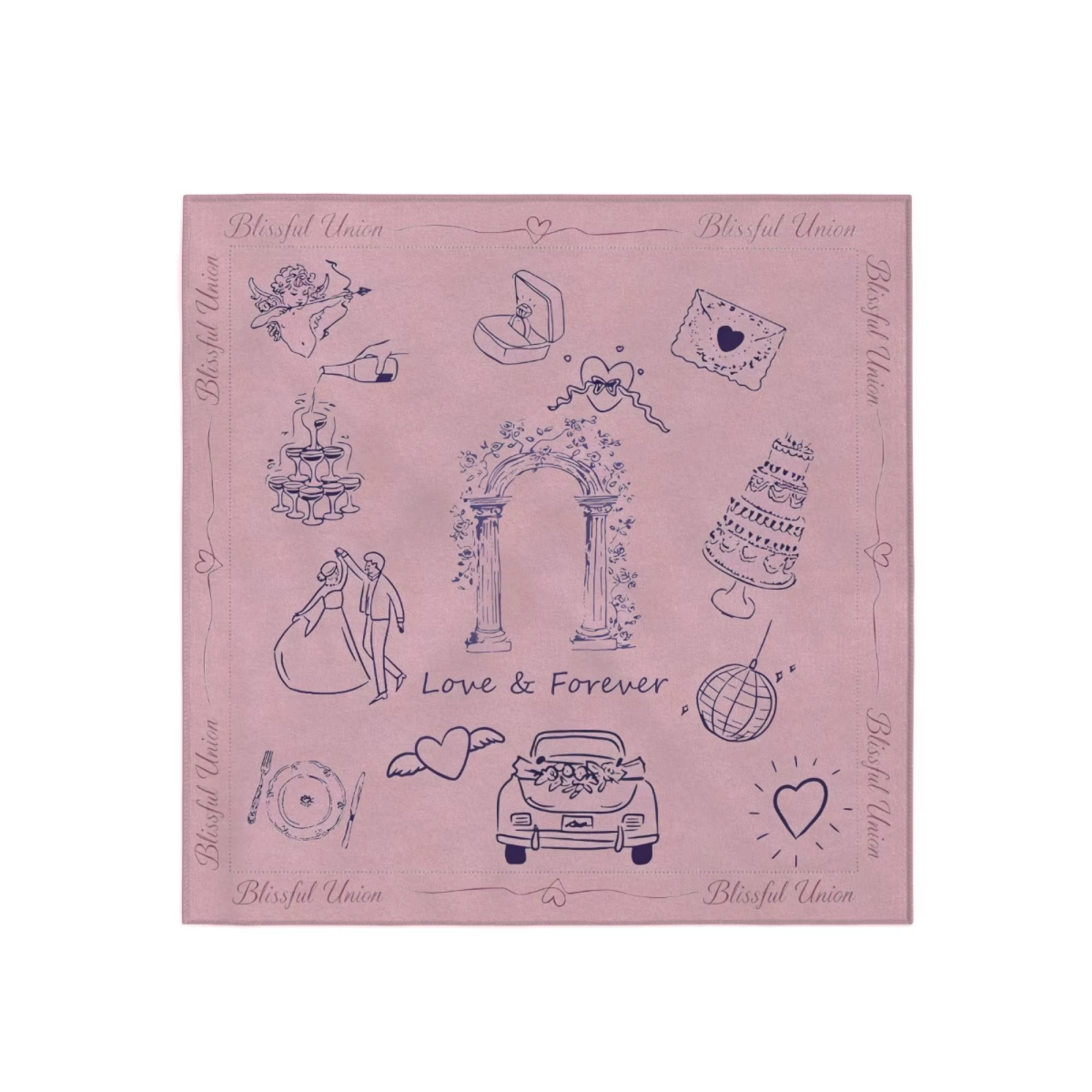 Écharpe de mariage personnalisée | cadeau | Motif dessiné à la main | foulard | Doux et lisse