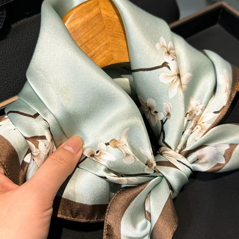 Chic 100% soie Foulard carré femmes imprimé Magnolia