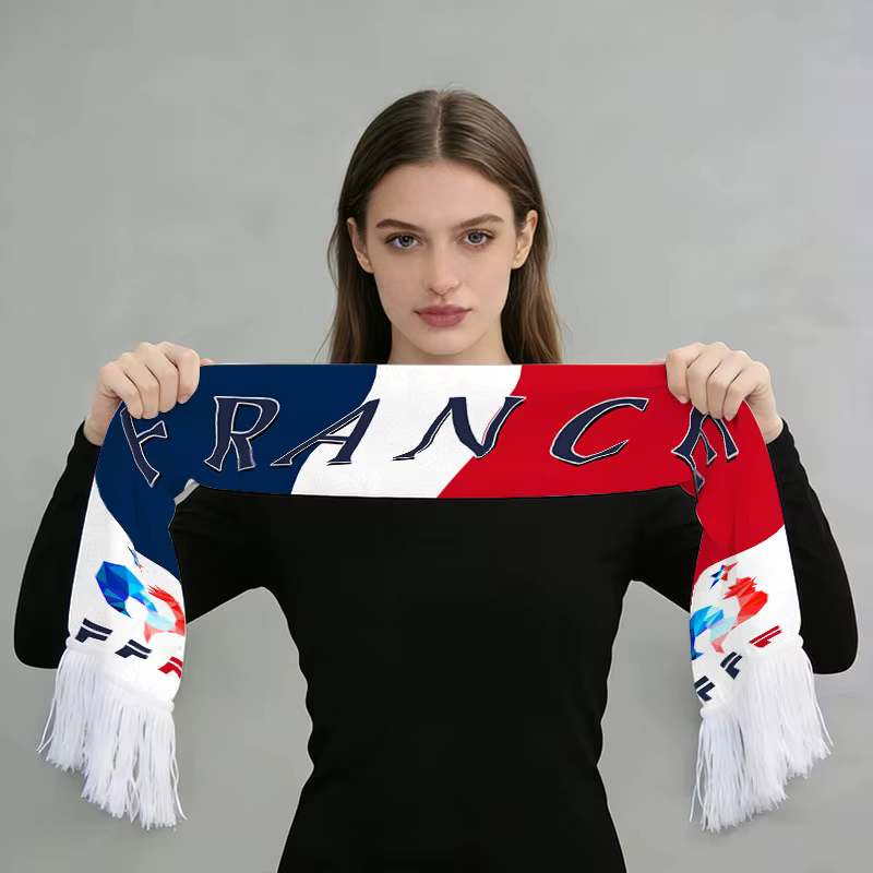 Écharpe de supporter de football 140x15cm en flanelle imprimée Argentine Brésil Portugal France Espagne Canada USA avec pompons