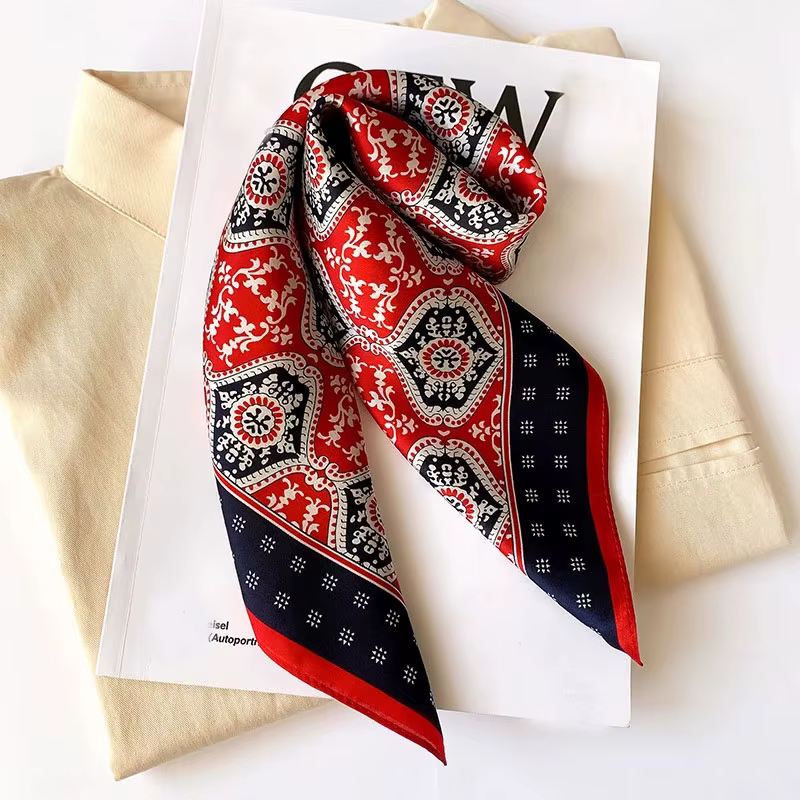 Nouvelle écharpe 100% soie Bandana femmes foulards carrés foulard élégant printemps mode luxe haute qualité bandeau Hijab châles