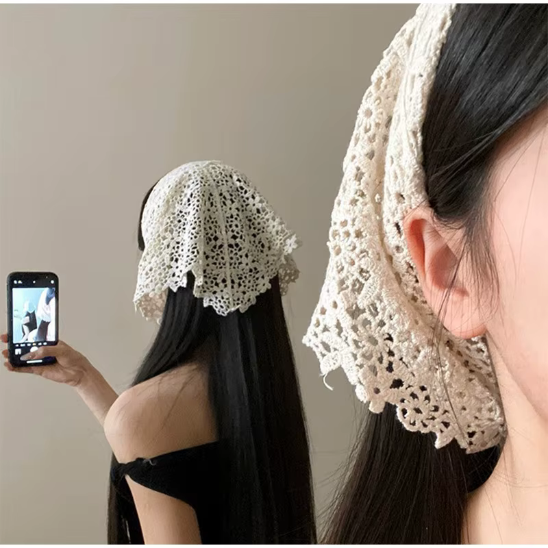 Écharpe et foulard en dentelle florale pour femme