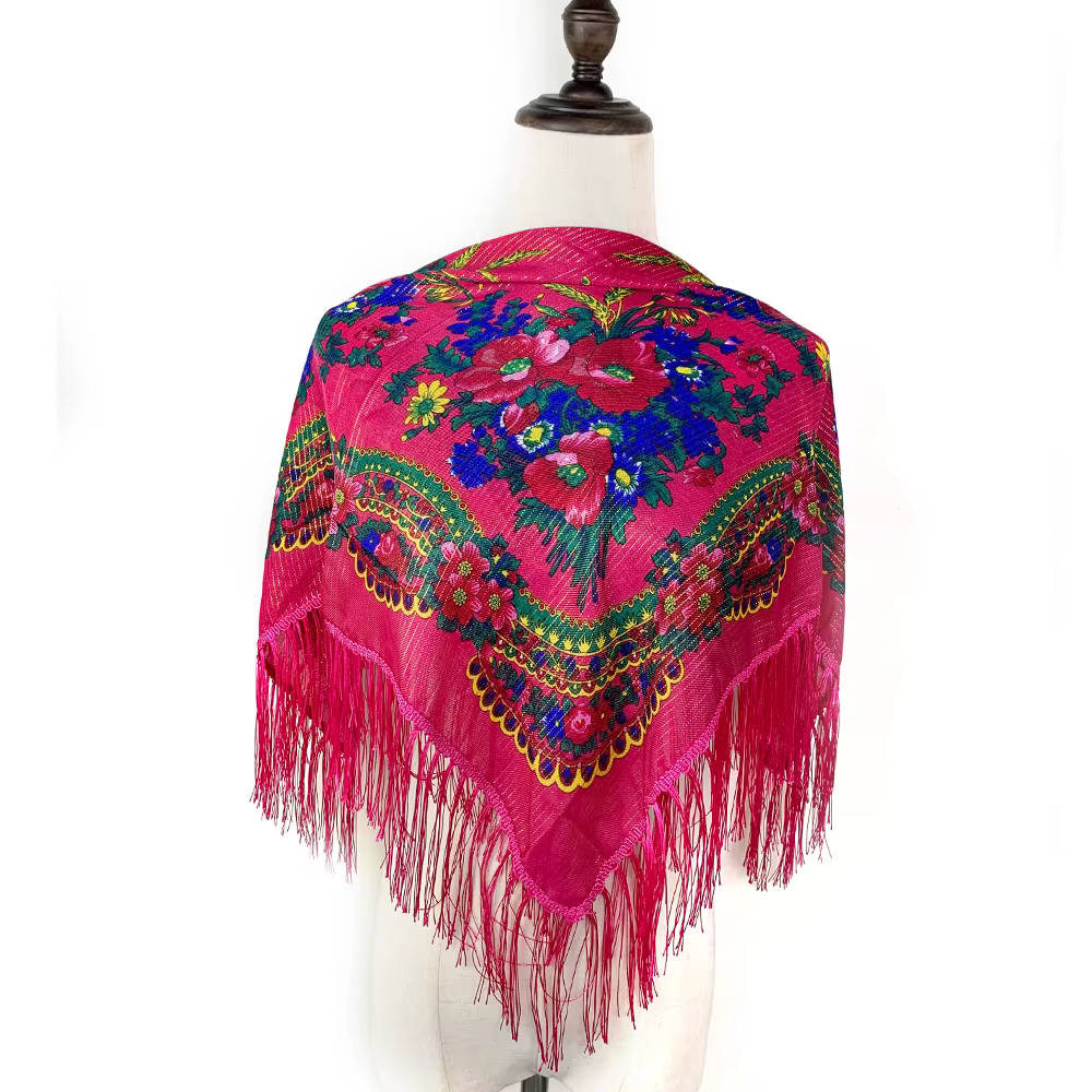 Russe carré Bandana écharpe femmes luxe imprimé fleuri frangé bandeau châle paréo dame