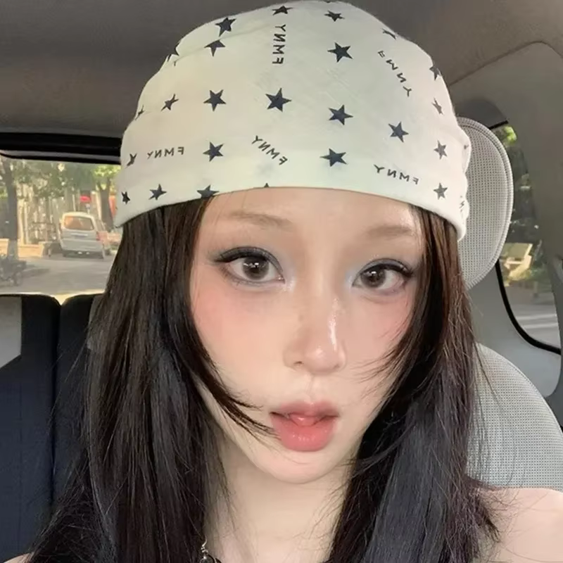 Tendance coton étoile cheveux écharpe mode tête enveloppement femmes été léger carré