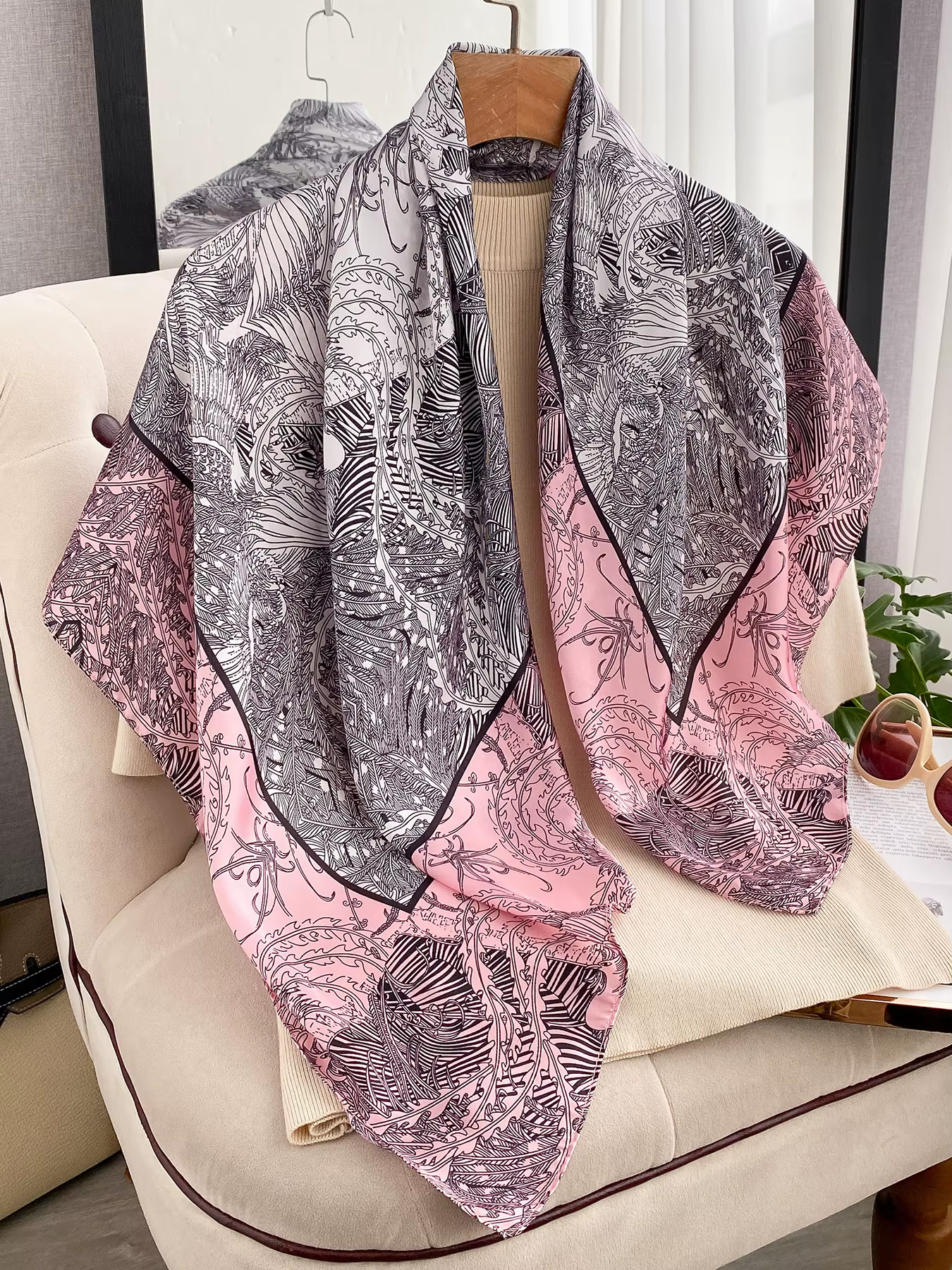 Nouveau Foulard Carré en Satin Lijiin 90*90cm