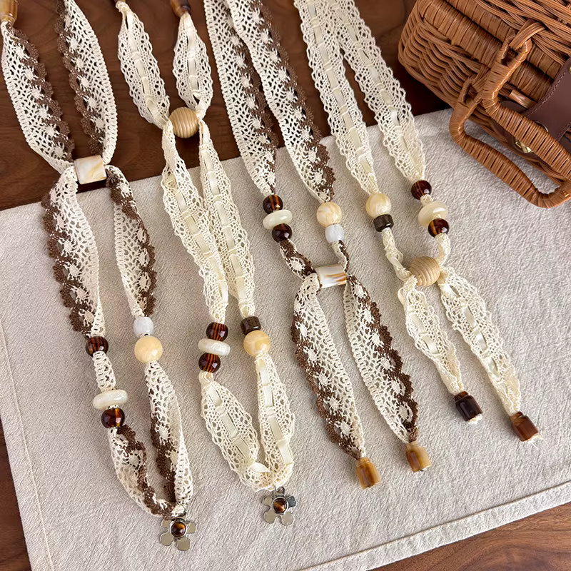 Écharpe en soie à dentelle bohème pour femme et fille