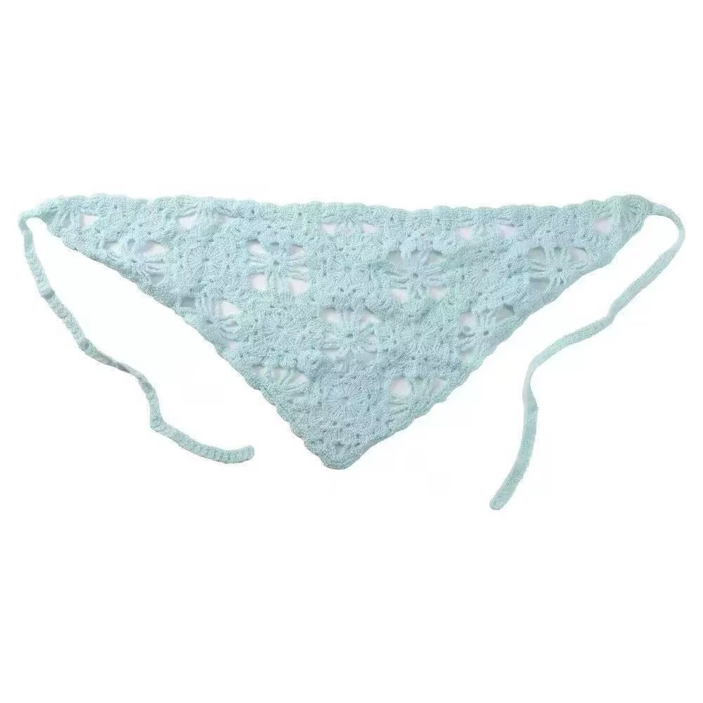 Foulard triangulaire en tricot – Bandeau polyvalent de couleur unie style rustique pour femme