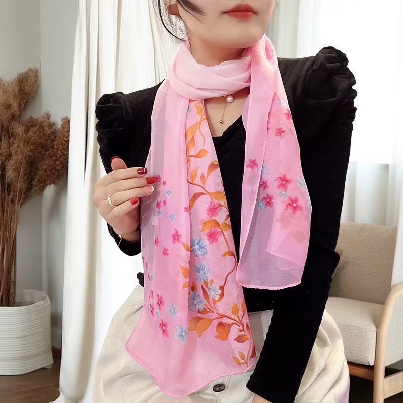 Écharpe en mousseline de soie style féerique pour femme