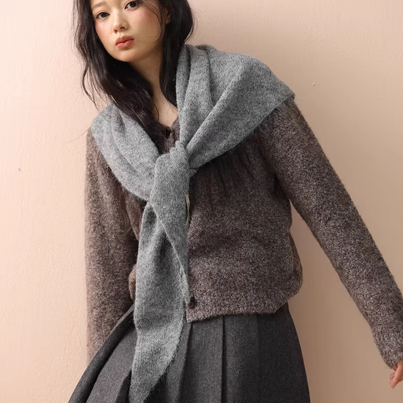 Foulard triangulaire en laine de Style coréen pour femmes