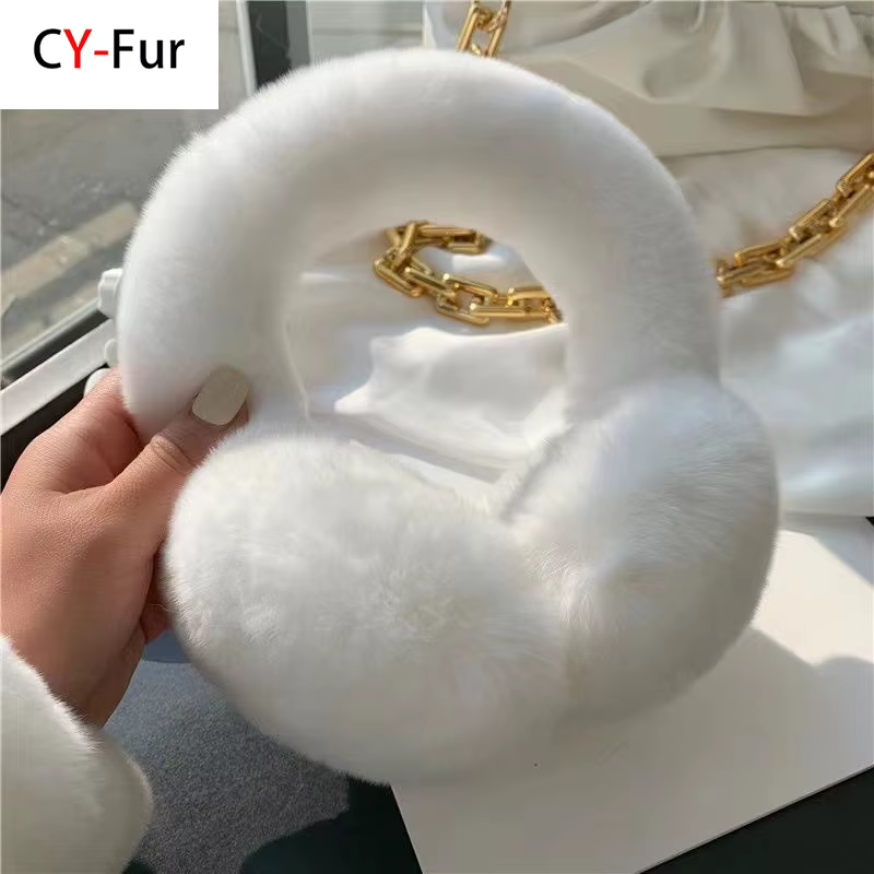 Cache-oreilles en fourrure de vrai lapin Rex pour temps froid