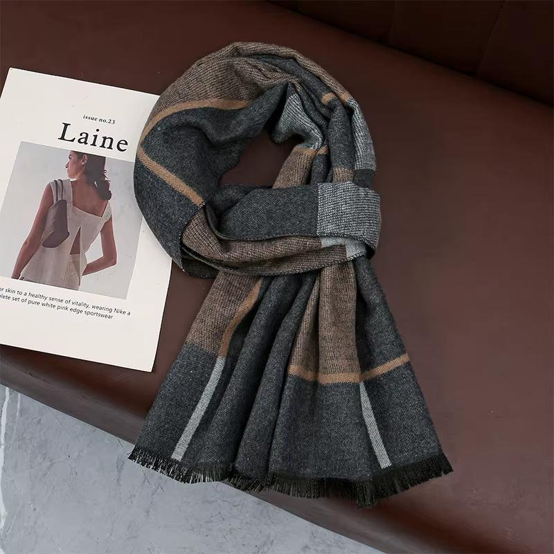 Luxe hiver homme écharpe Plaid châle chaud automne cachemire mouchoir doux extérieur silencieux Bufanda solide