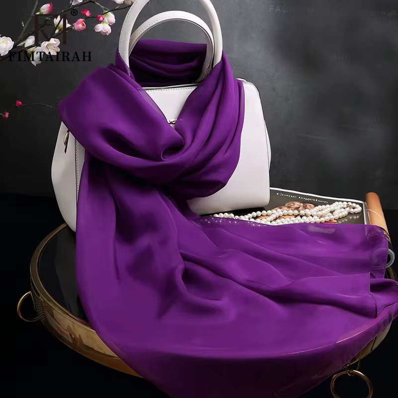 Écharpe en Mousseline de Soie pour Femme, group Châle, Couleur Unie, 100%