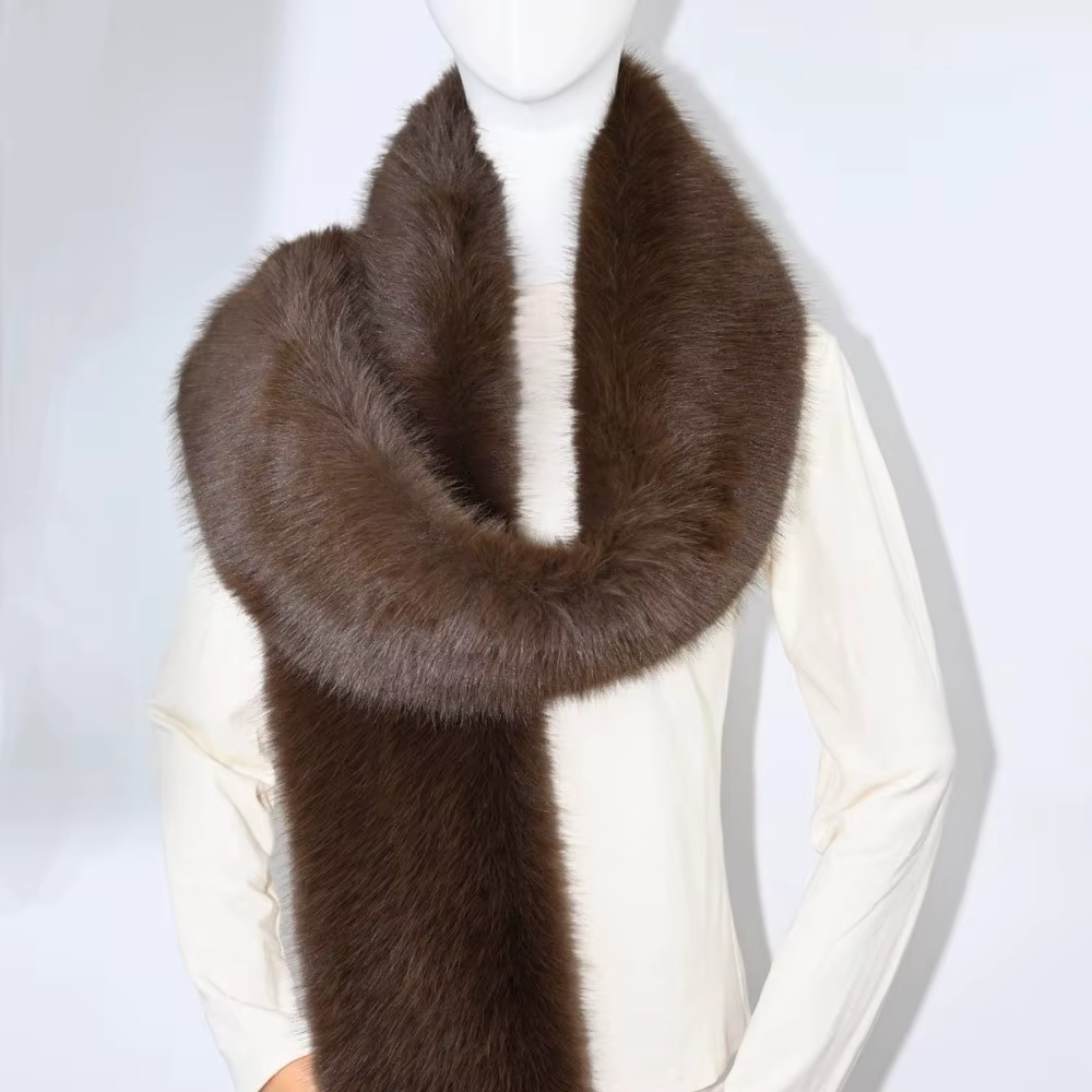 Mode élégant Imitation fourrure de vison écharpe couleur unie épais en peluche cou plus chaud de luxe