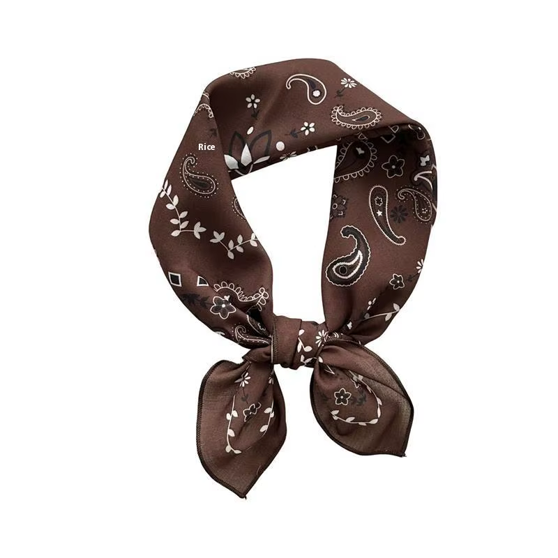 Foulard carré 55*55 cm en soie imprimée rétro pour femme