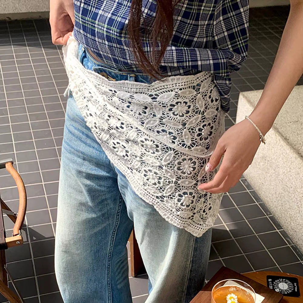 Foulard ajouré rétro fait à la main au Crochet pour femmes