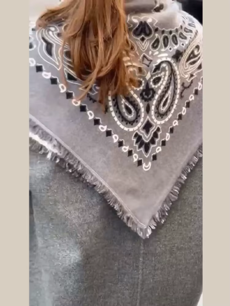 Écharpe à franges imprimée rétro pour femmes