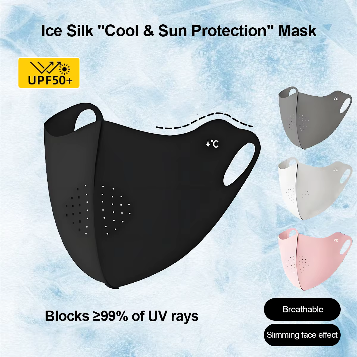 Masque Rafraîchissant en Soie Glacée pour Femme et Homme – Protection Solaire Légère