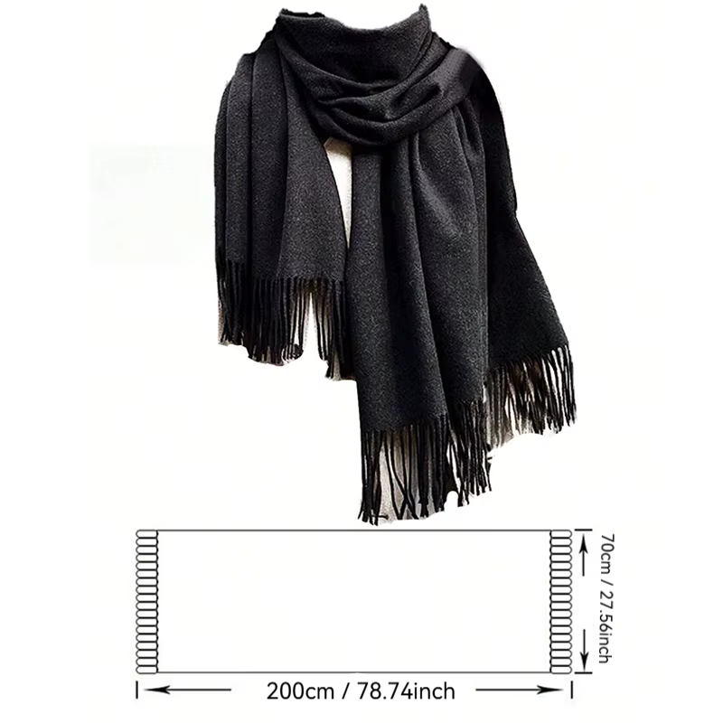 Écharpe blanche à pompons pour femme! Châle épais et chaud