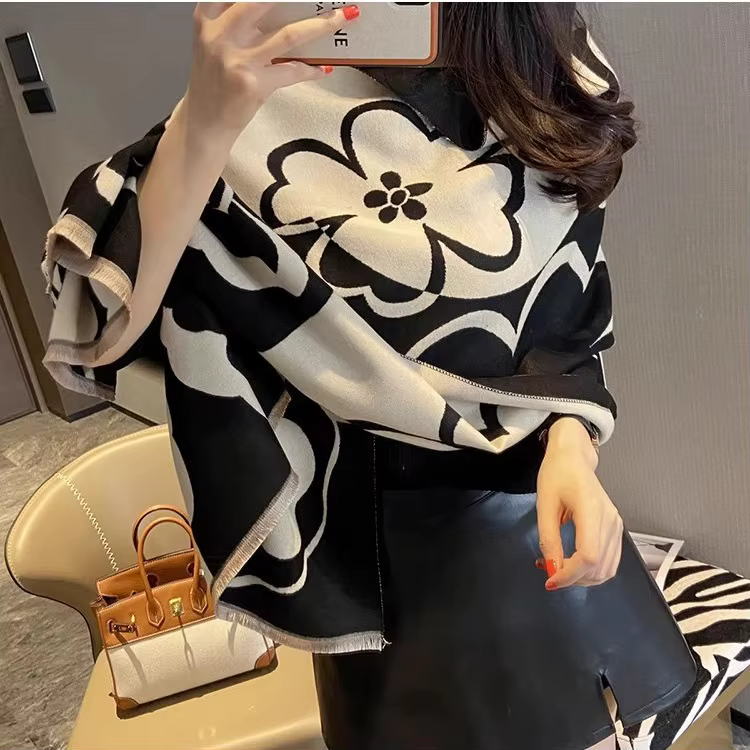 2025 nouvelles femmes élégantes fleurs doux Pashmina écharpe longue châle enveloppes automne hiver foulard printemps