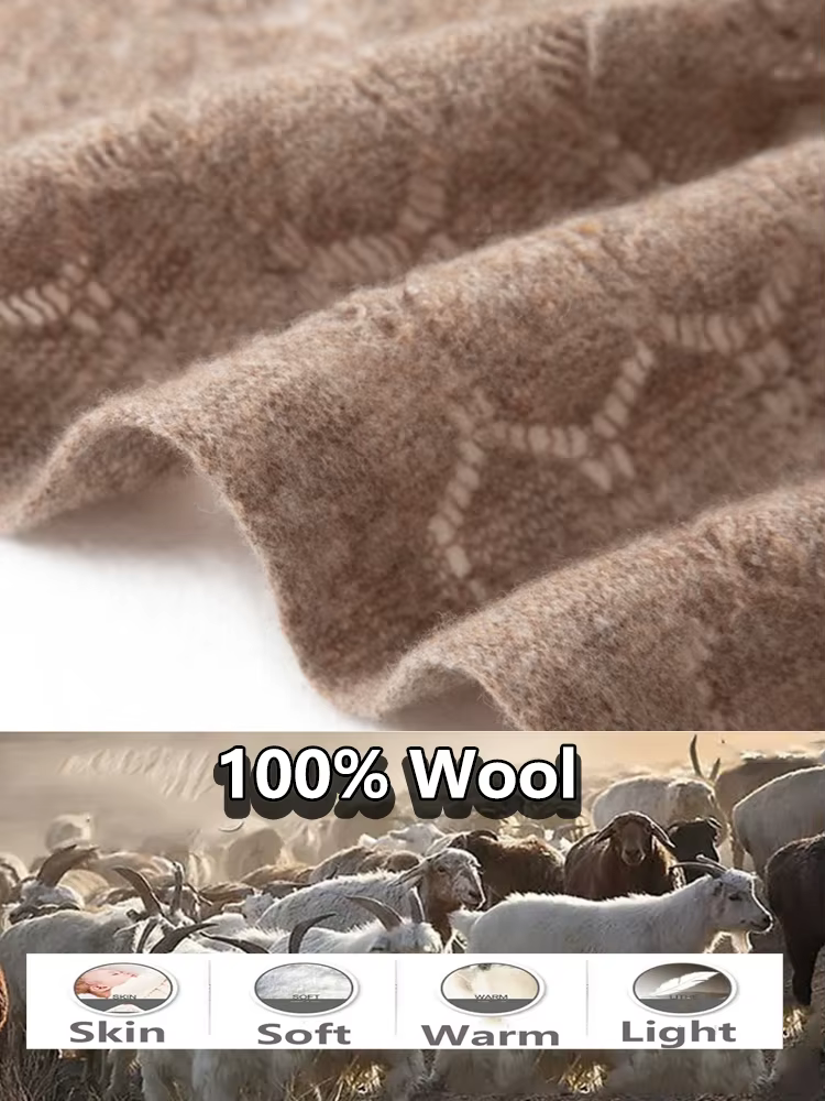 100% laine mérinos évider Pashmina automne hiver cachemire tricoté mode châles luxe géométrie Style double usage foulards