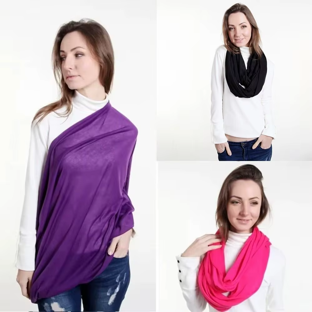 Nouveau foulard infini uni en mélange de coton doux