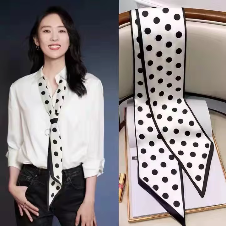 Nouveau Long foulard en soie Style coréen imprimé élégant