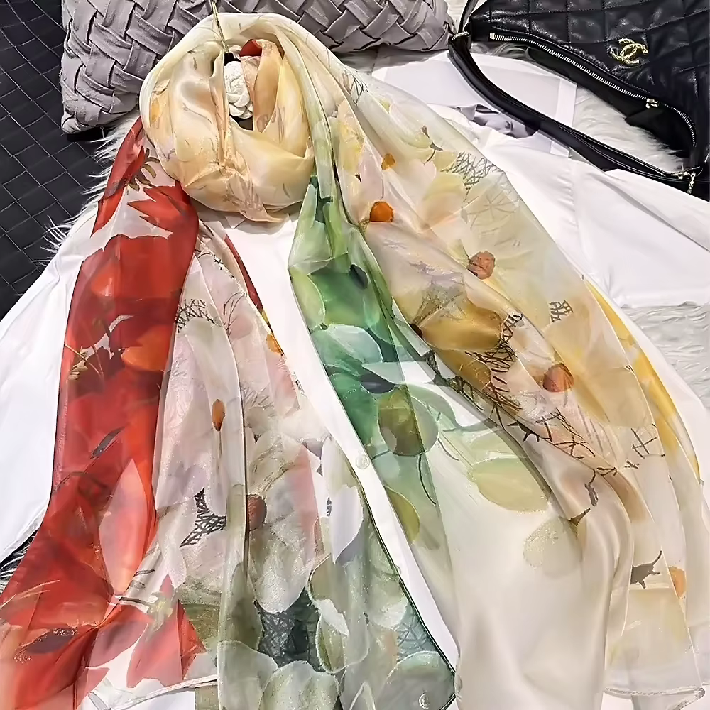Foulard Long en Mousseline de Soie pour Femme