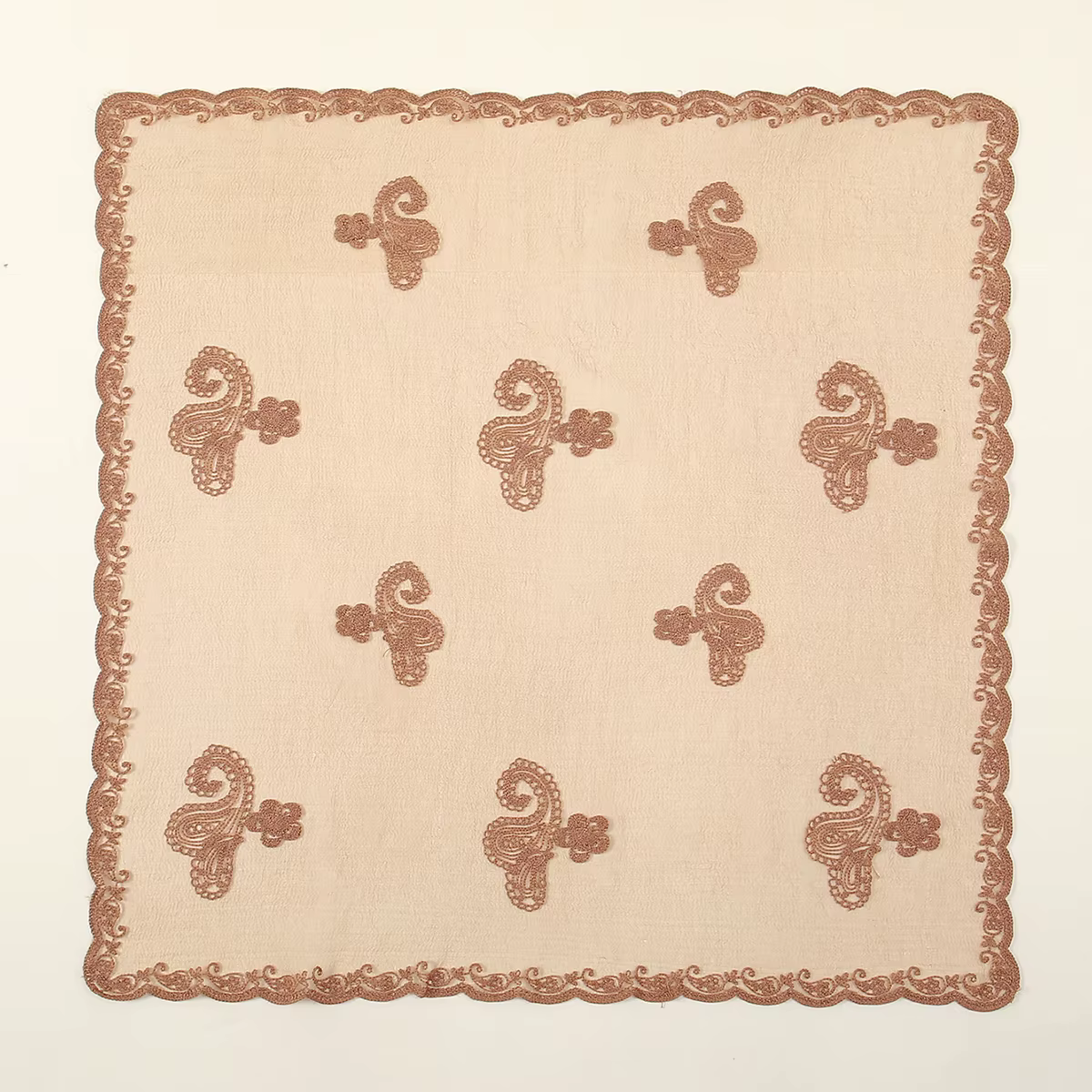 Foulard carré Bandana brodé en dentelle Paisley pour femmes