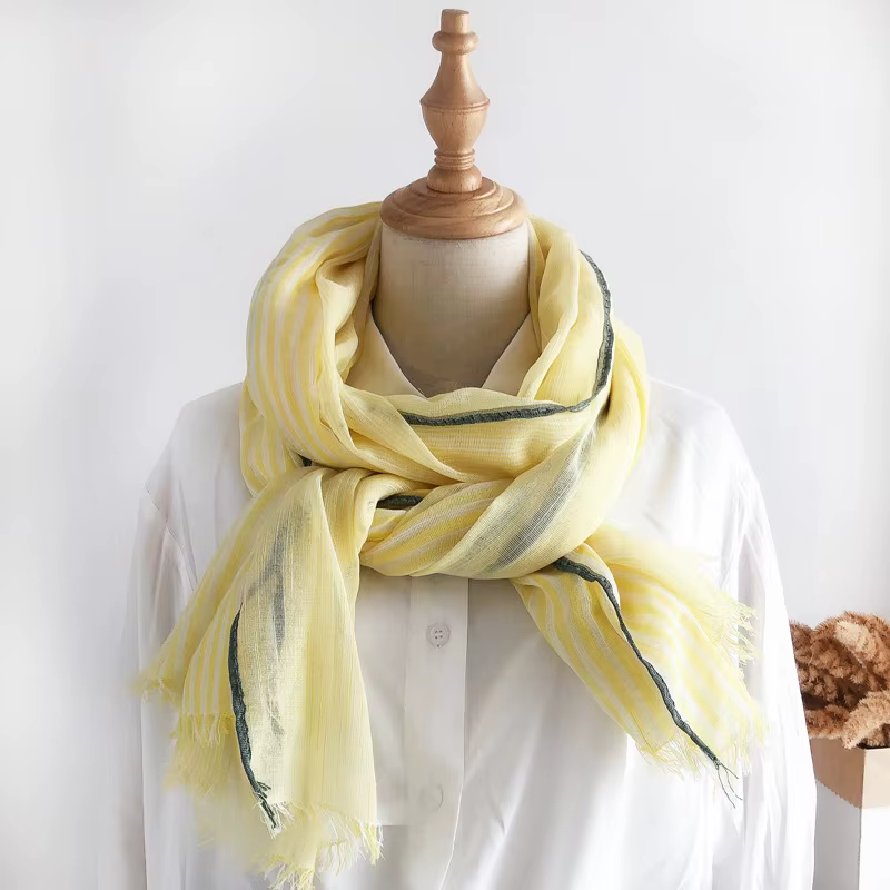 VREOVOR écharpe femme printemps automne mince Mori couleur correspondant châle Version coréenne polyvalent lin littéraire rétro mode