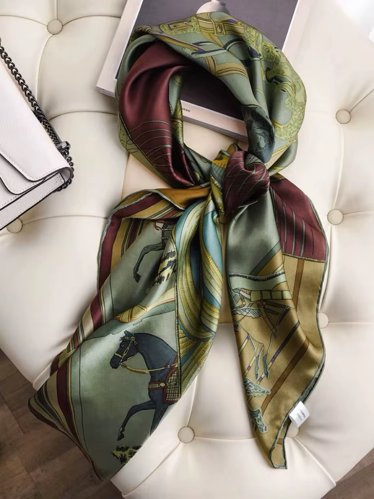 CARRE EN CARRES 100% foulard en soie de mûrier Pure 110cm ourlet écharpes marque de créateur femmes luxe été châle
