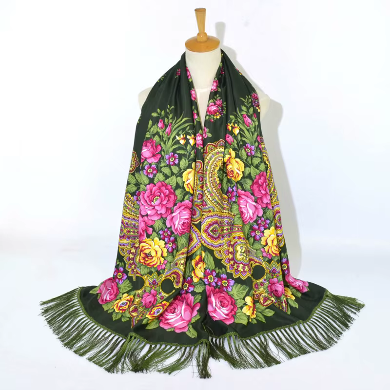 Foulard de Luxe Russe à Imprimé Floral