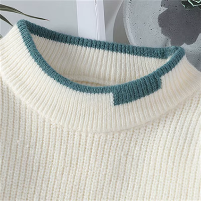 Hommes col montant tricoté pull mode Patchwork tricot pulls